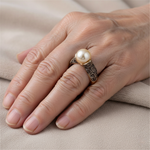 Gul Vintage Ring med Perle