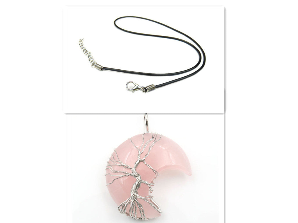 Halskæde med Livets Træ vedhæng i Månekrystal Accessories