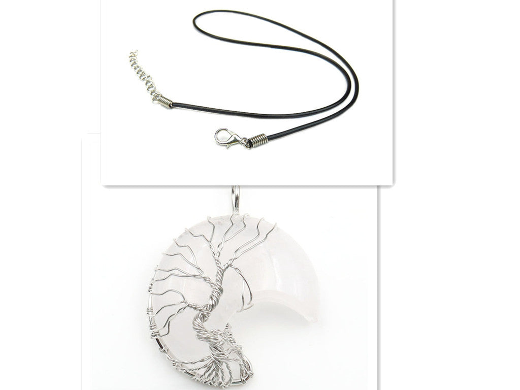 Halskæde med Livets Træ vedhæng i Månekrystal Accessories