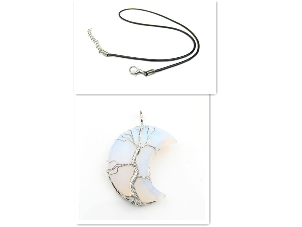Halskæde med Livets Træ vedhæng i Månekrystal Accessories