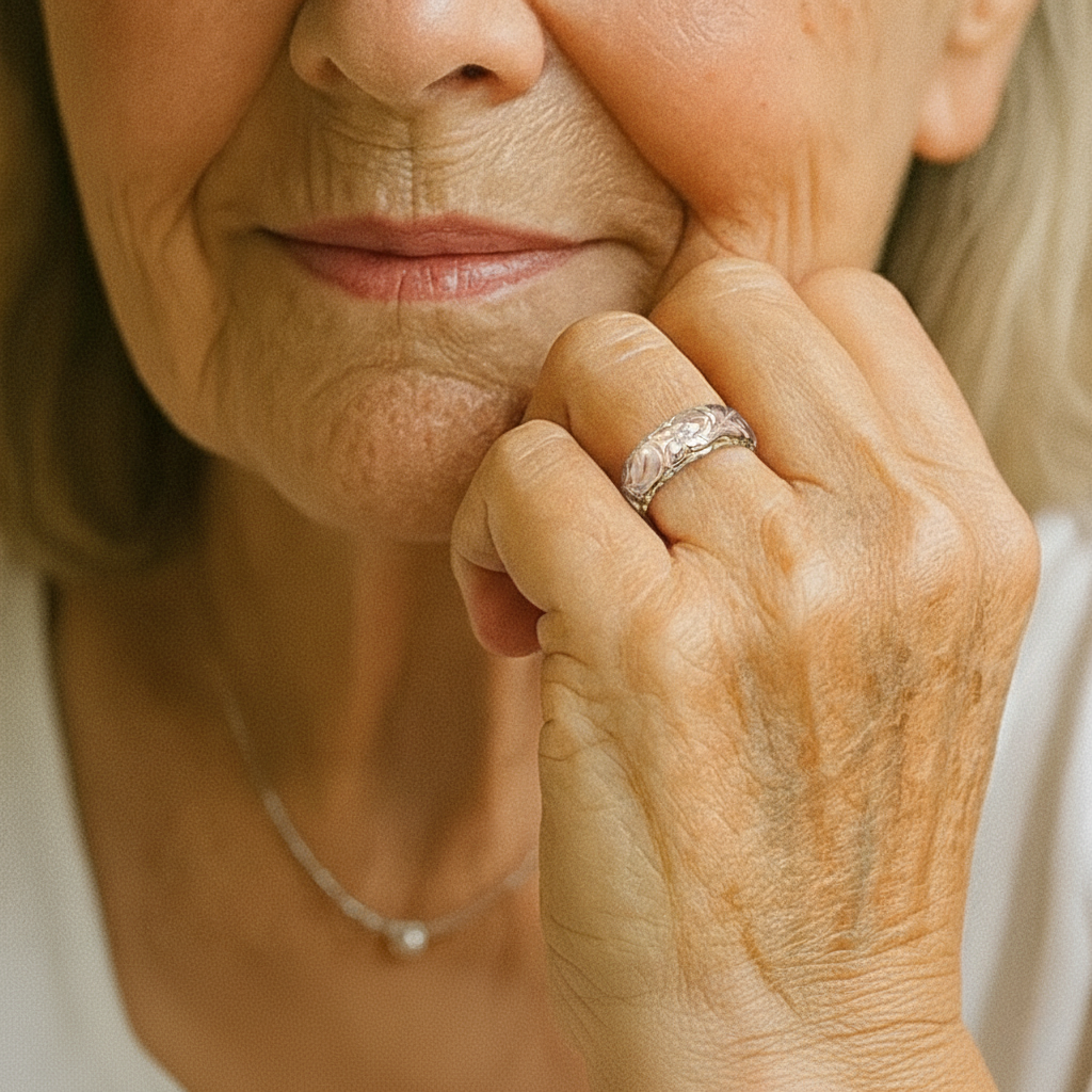 Vintage Ring med Lyserød Guld Blomst