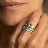 Vintage Ring Sæt med Blå Krystaller