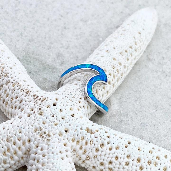 Bølge Ring med Opal og Sølv