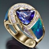 Vintage Ring med Blå Ocean Krystaller