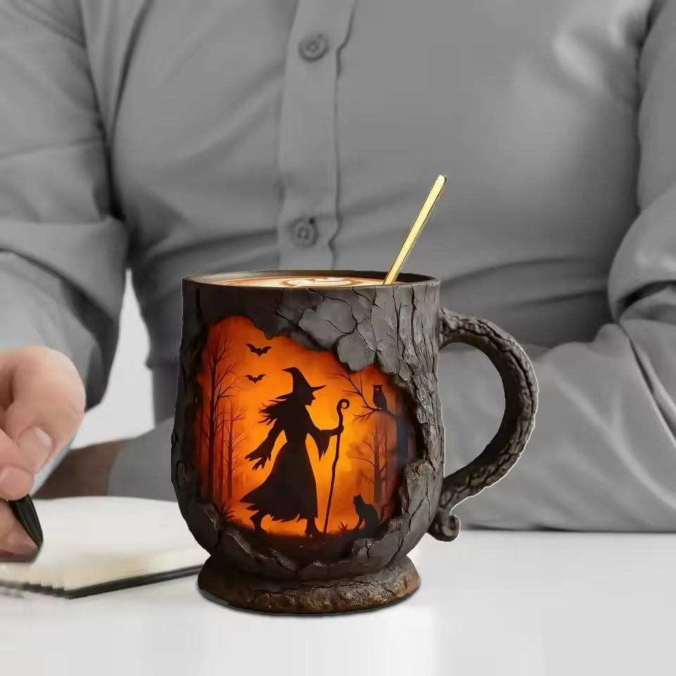 Artisan 3D Halloween-krus med Heks og Kat