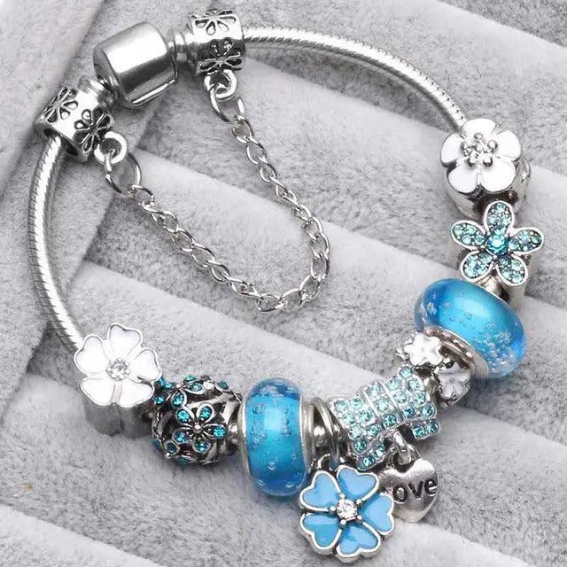 Vintage Blå Armbånd Sølv