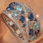 Vintage Ring med Blå Zirkon