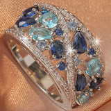Vintage Ring med Blå Zirkon