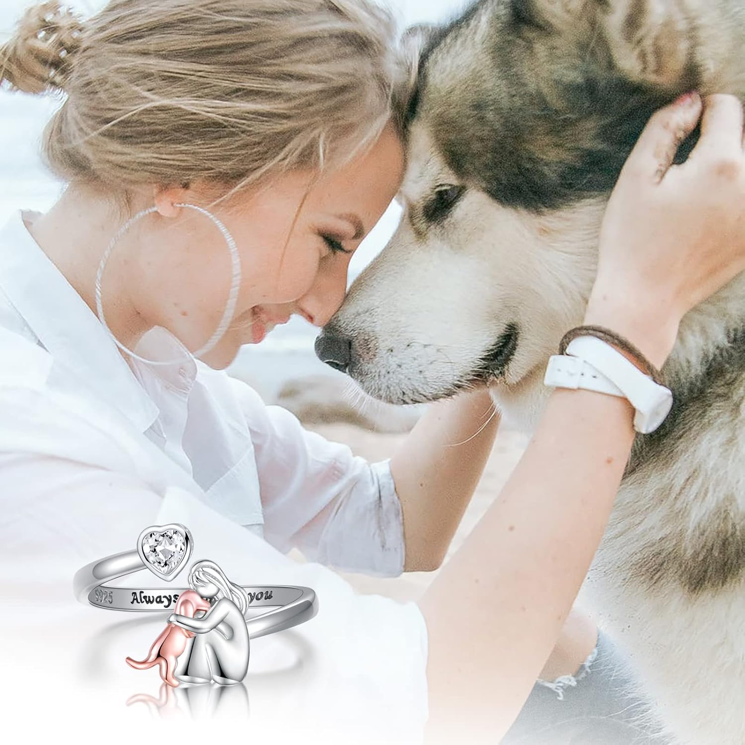 Eliška™ | Lyserød ring med hundemotiv