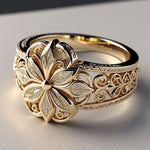 Exotisk blomster ring i guld med zirkon