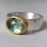 Grøn vintage ring med rund sten