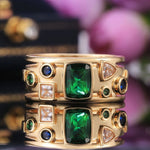 Ring med Farverige Krystaller
