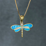 Guld Butterfly Halskæde med Opal