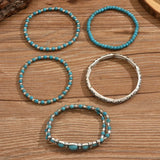Sæt af boho armbånd med turkise perler