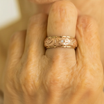 Vintage Ring med Lyserød Guld Blomst