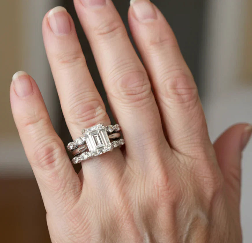 Vintage Sølv Ring med Glitrende Lag
