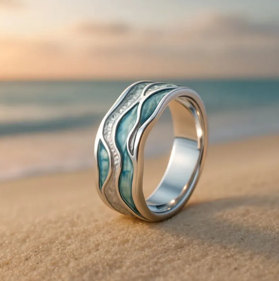 Ring Aurora havets bølger og strand