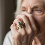 Vintage Ring Sæt med Blå Krystaller