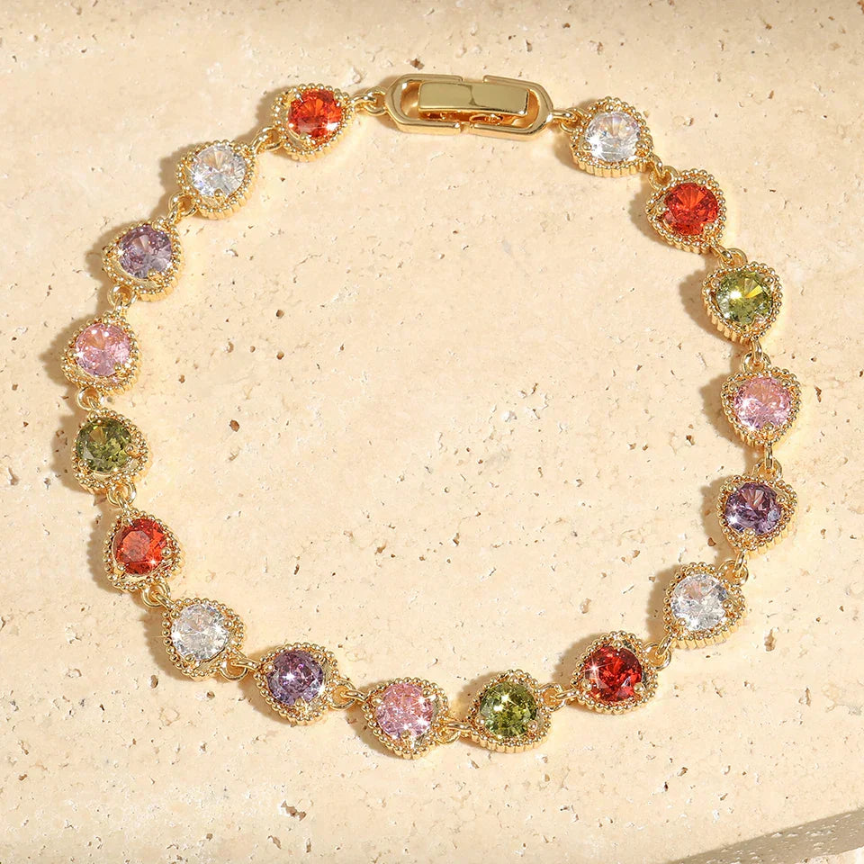 Vintage Armbånd Guld Hjerte Kærlighed Regnbue