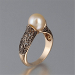 Vintage guld ring med perle