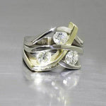 Vintage ring i guld og sølv med zirkon