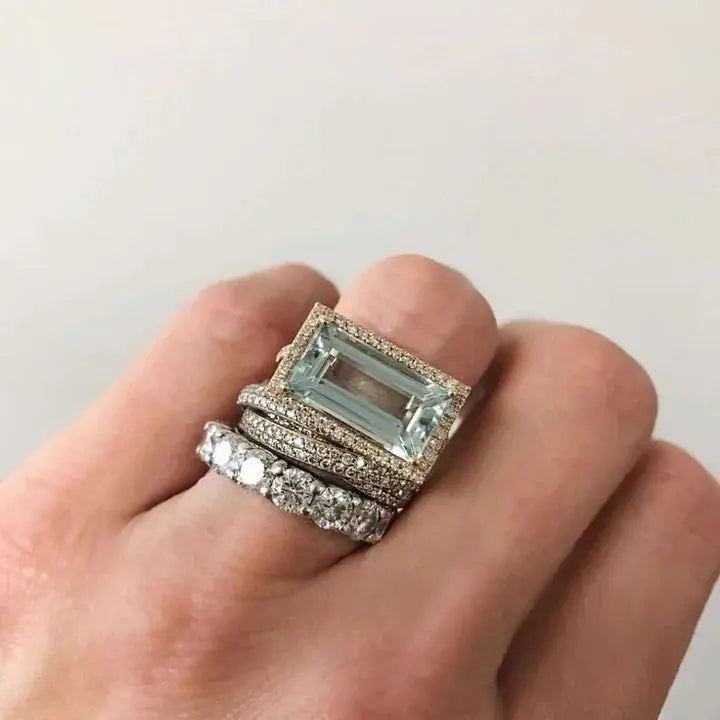 Vintage sølv ringe med glas turkise sten