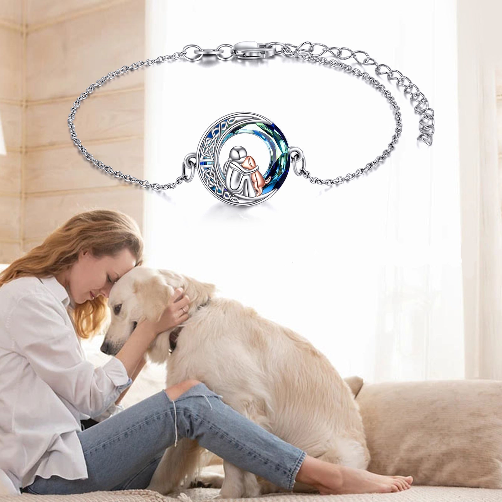 Justerbar Armbånd med Sølvvedhæng i Form af Hund