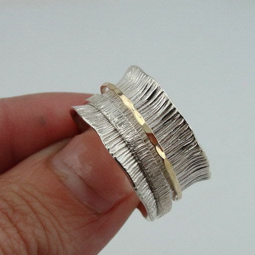 Vintage tynd ring i guld og sølv