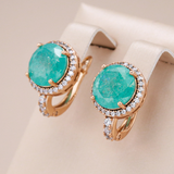 Elegante Guldøreringe med Turkis og Opal