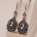 Elegante Øreringe med Sort Krystal Mandala