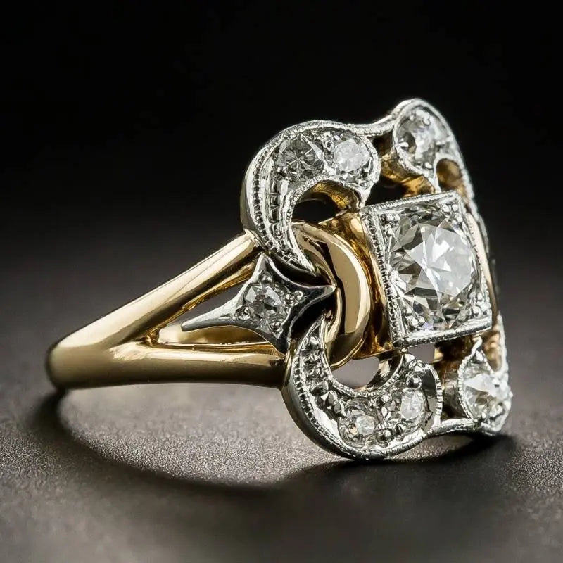Złoty Vintage Ring med Zirkonia