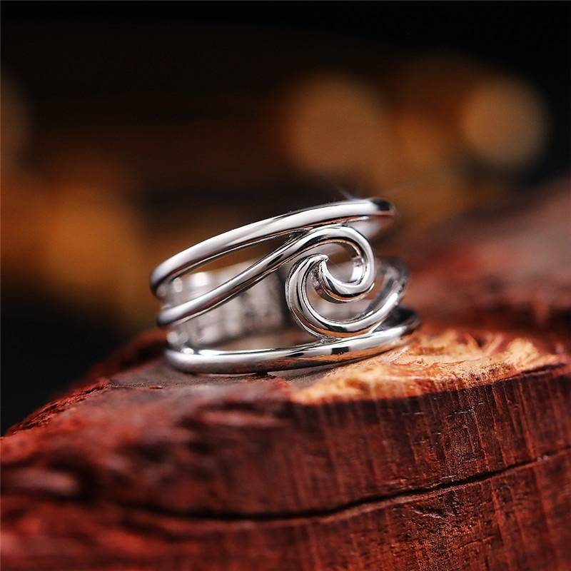 Vintage Sølv Ring med Bølge