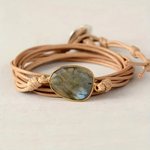 Vintage Læderarmbånd med Sten