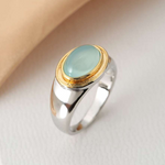 Vintage Ring med Grøn Måne Sten