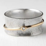 Vintage Ring i Sølv med Zirkon og Gyldent Finish