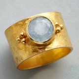 Vintage Ring med Guld Måne Sten