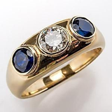 Ring med Zirkon og Blå Krystal