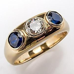 Ring med Zirkon og Blå Krystal