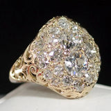 Złoty Vintage Rund Ring med Diamant