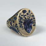 Vintage Ring med Blomst i Blå i Guld