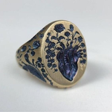 Vintage Ring med Blomst i Blå i Guld