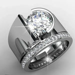 Sølv vintage ring med glitrende zirkon