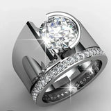 Sølv vintage ring med glitrende zirkon