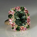 Vintage ring i grøn og rosa guld
