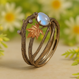Ring med Naturlig Måne Sten