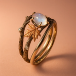Ring med Naturlig Måne Sten