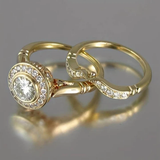 Vintage ringe sæt i guld og zirkonia
