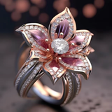 Krystalring med Exotisk Lotusrose